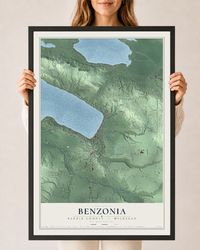 Map of Benzonia, Benzie County, Michigan, 24 x 36 inch print in a black wood frame