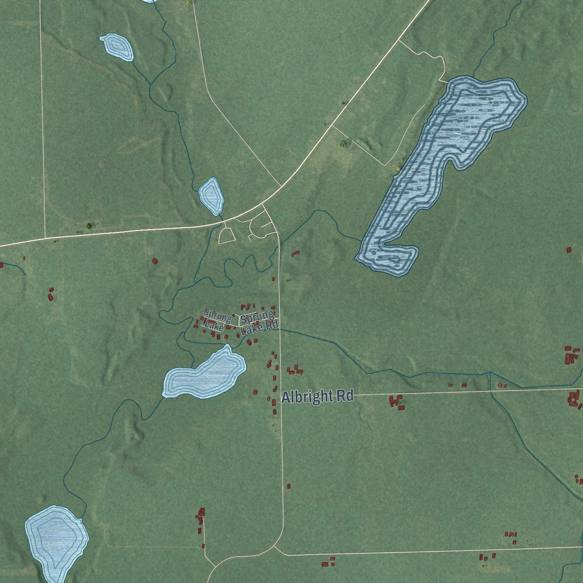Close-up of the map of Bethel, Michigan print showing street and building detail