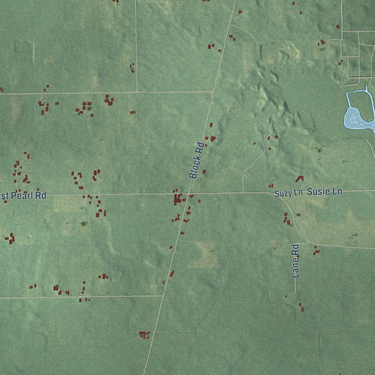 Second close-up of the map of Bethel, Michigan print showing more streets and buildings