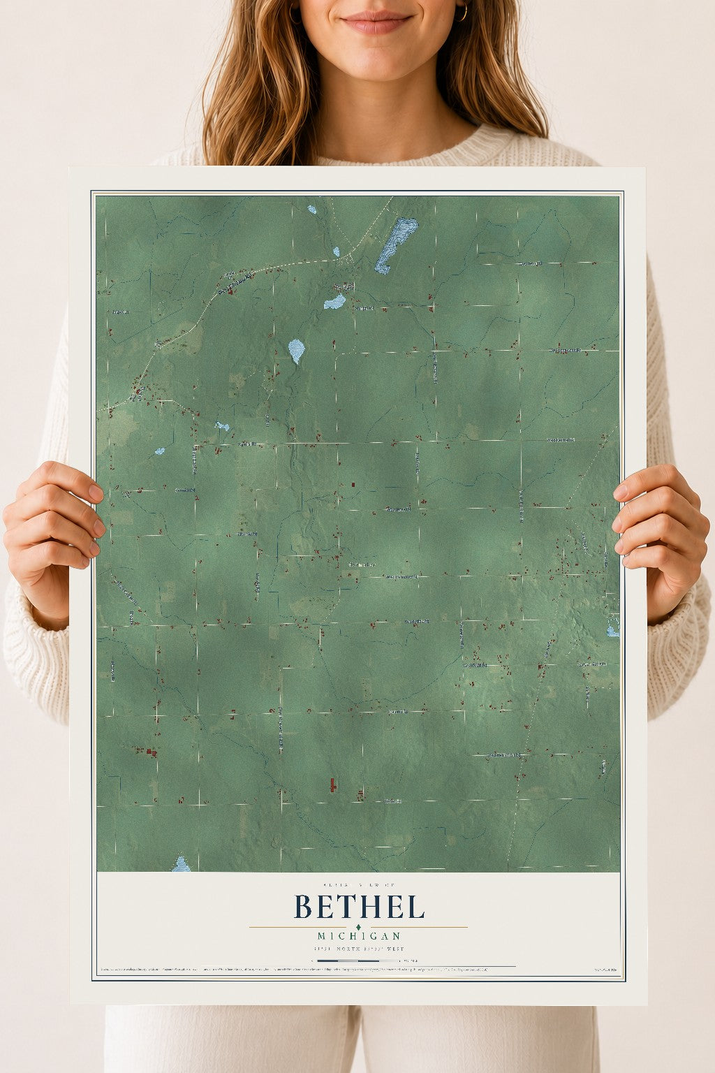 Map of Bethel, Michigan, 18 x 24 inch unframed archival matte print