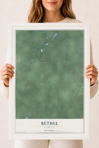 Map of Bethel, Michigan, 18 x 24 inch print in a white wood frame