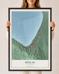 Map of Beulah, Michigan, 24 x 36 inch print in a black wood frame