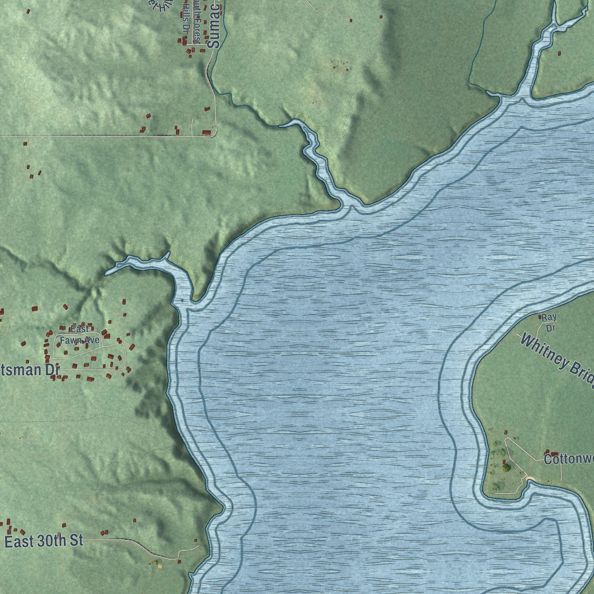 Close-up of the map of Big Prairie, Michigan print showing street and building detail