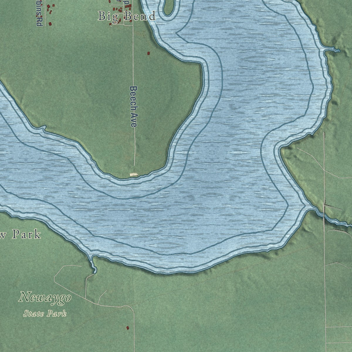 Second close-up of the map of Big Prairie, Michigan print showing more streets and buildings
