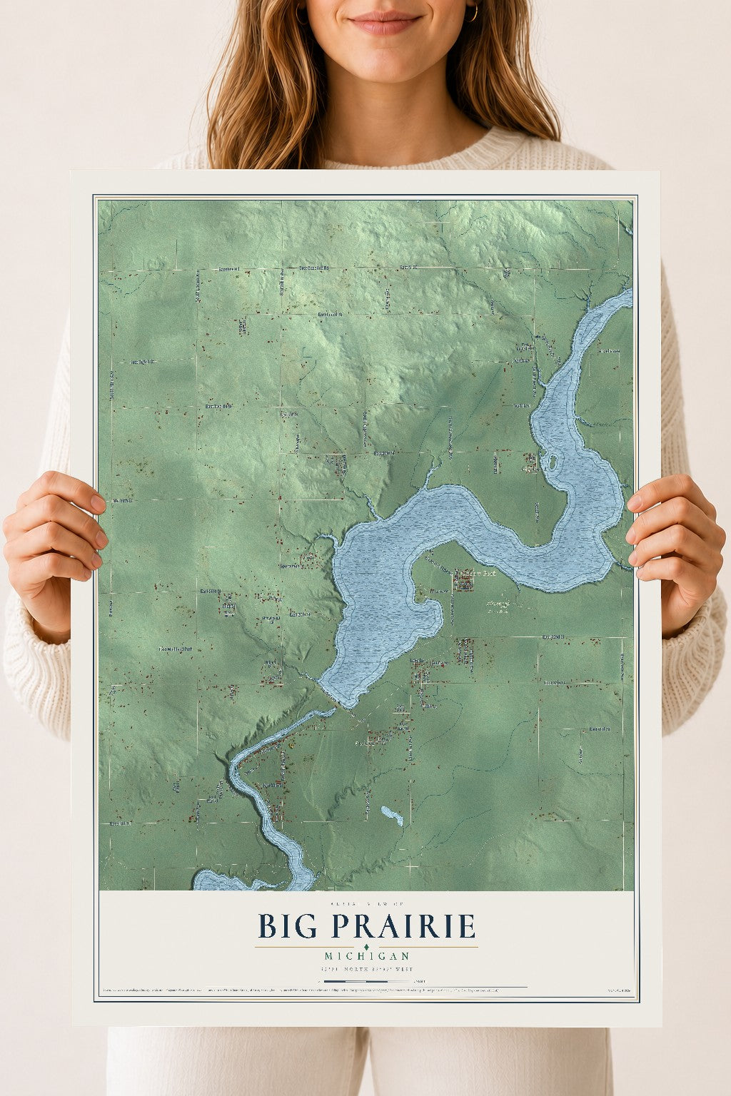Map of Big Prairie, Michigan, 18 x 24 inch unframed archival matte print