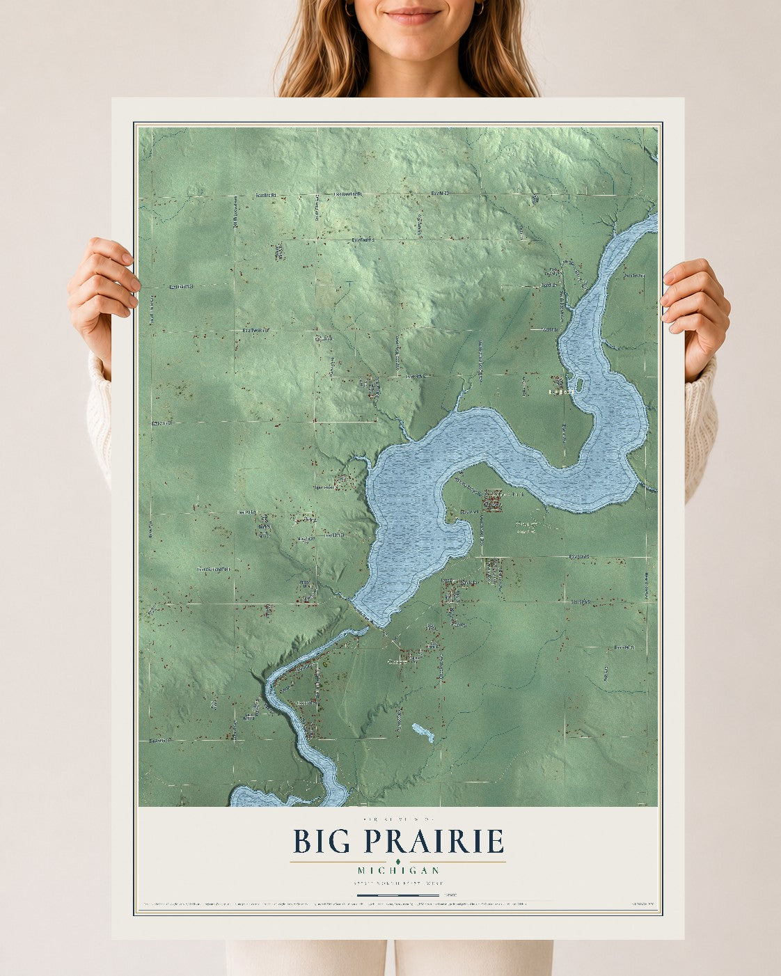 Map of Big Prairie, Michigan, 24 x 36 inch unframed archival matte print