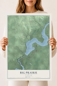 Map of Big Prairie, Michigan, 18 x 24 inch unframed archival matte print
