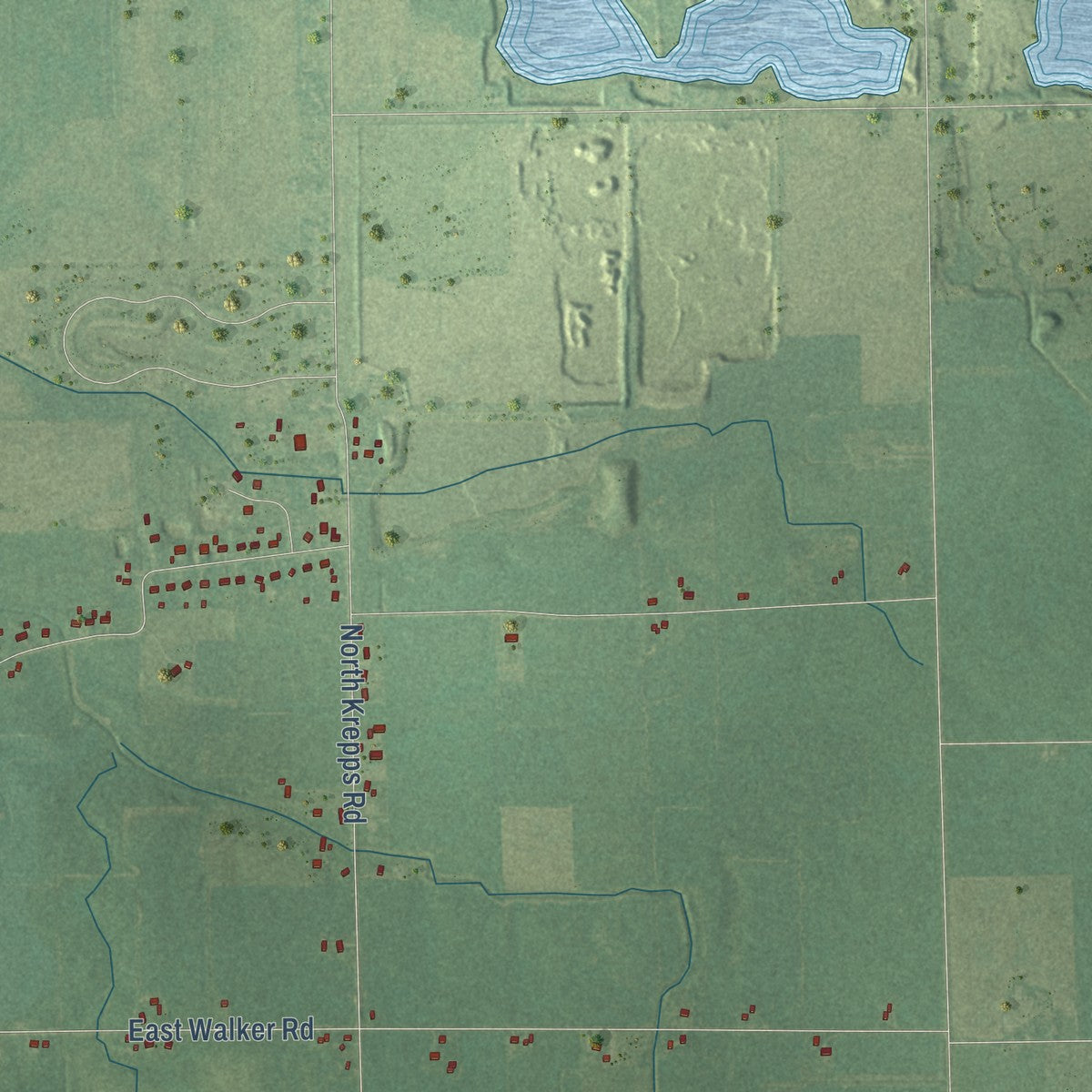 Second close-up of the map of Bingham, Clinton County, Michigan print showing more streets and buildings