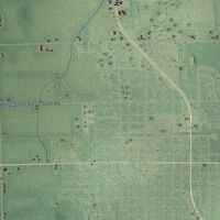 Close-up of the map of Bingham, Clinton County, Michigan print showing street and building detail