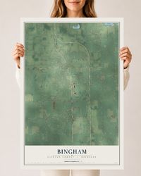 Map of Bingham, Clinton County, Michigan, 24 x 36 inch unframed archival matte print