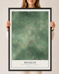 Map of Bingham, Huron County, Michigan, 24 x 36 inch print in a black wood frame