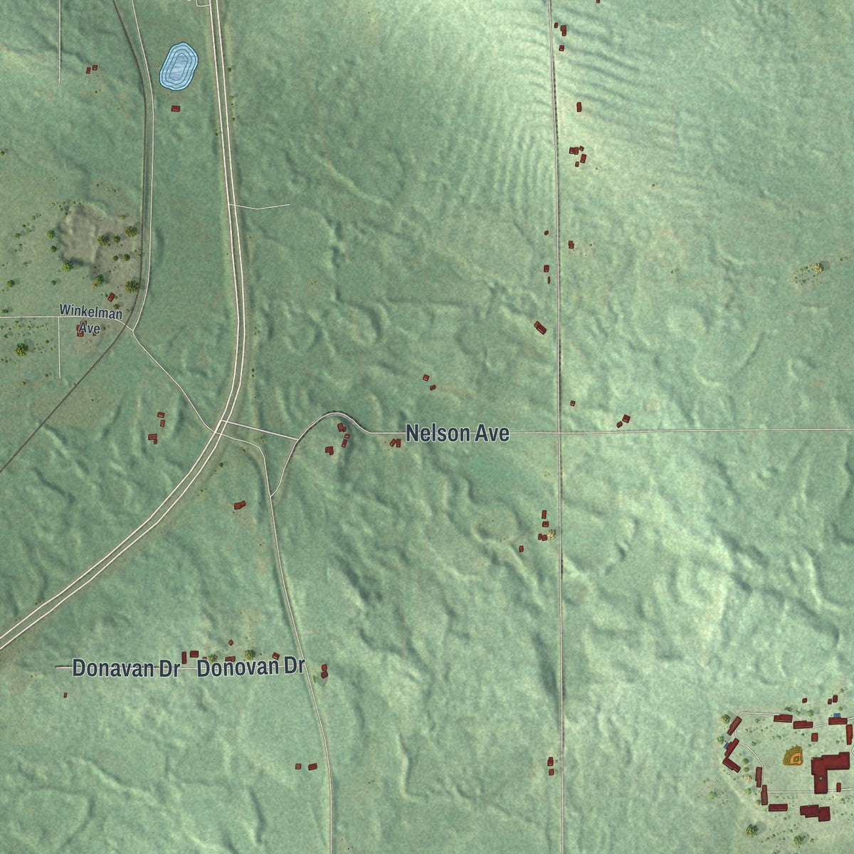 Close-up of the map of Birch, Wisconsin print showing street and building detail