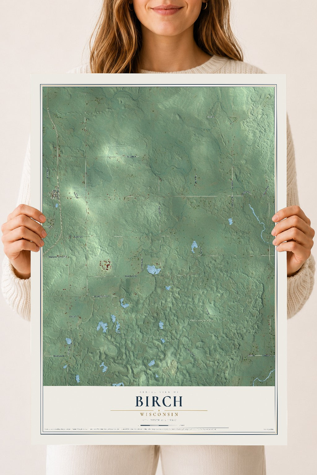Map of Birch, Wisconsin, 18 x 24 inch unframed archival matte print