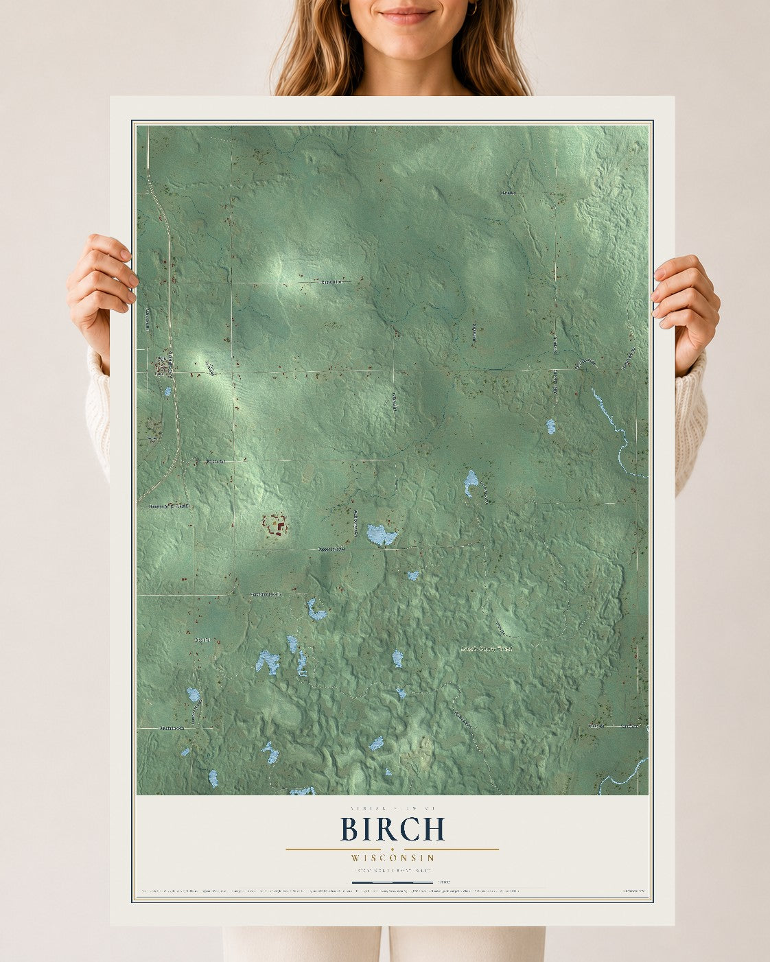 Map of Birch, Wisconsin, 24 x 36 inch unframed archival matte print