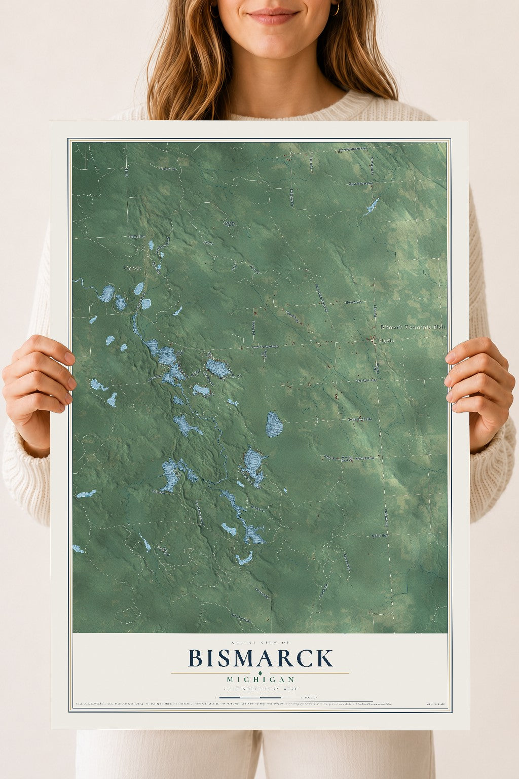 Map of Bismarck, Michigan, 18 x 24 inch unframed archival matte print