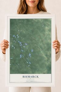 Map of Bismarck, Michigan, 18 x 24 inch print in a white wood frame