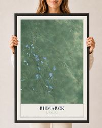 Map of Bismarck, Michigan, 24 x 36 inch print in a black wood frame