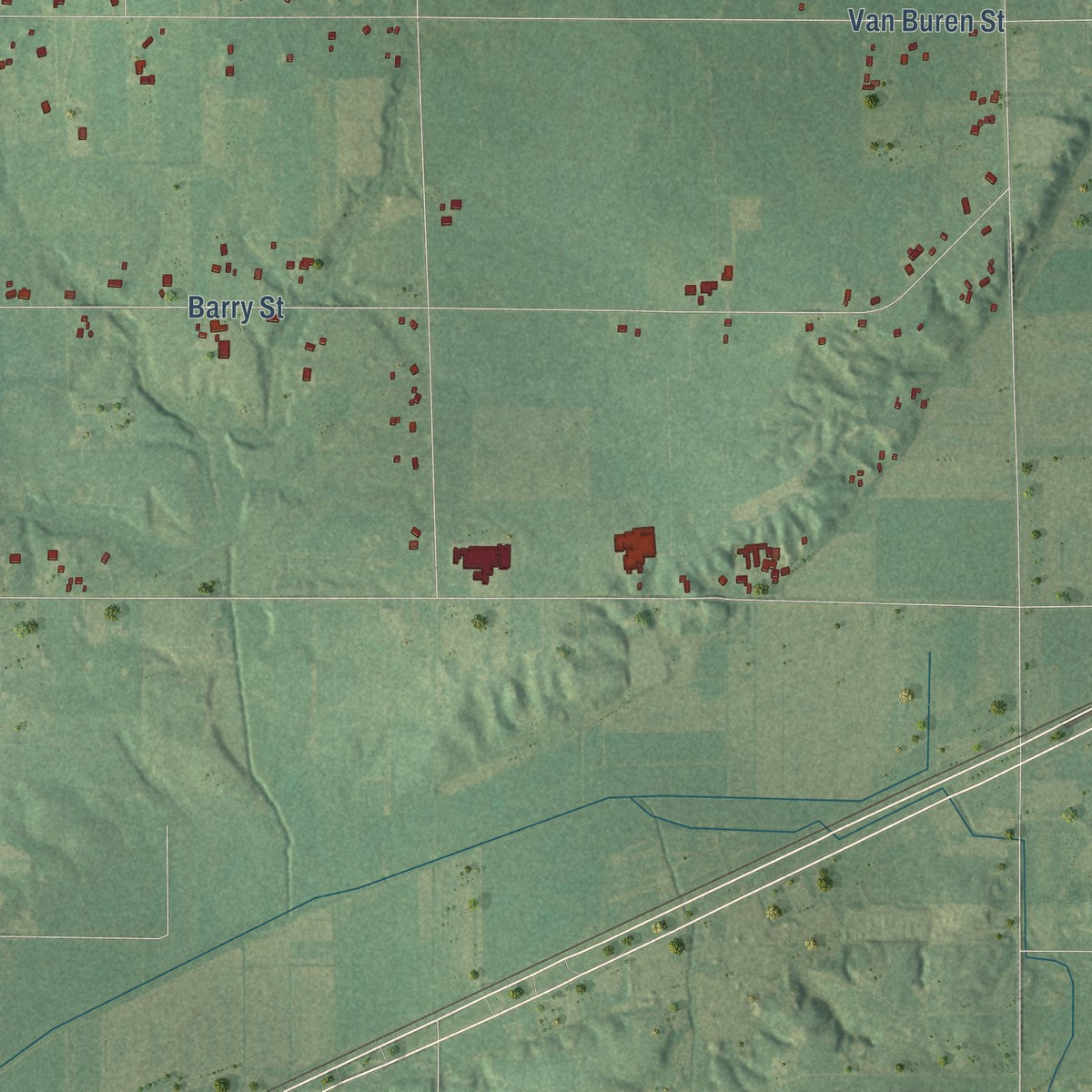 Second close-up of the map of Blendon, Michigan print showing more streets and buildings