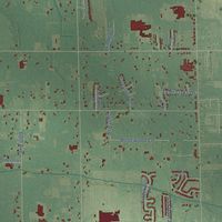 Close-up of the map of Blendon, Michigan print showing street and building detail