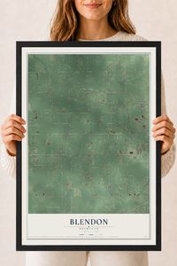Map of Blendon, Michigan, 18 x 24 inch print in a black wood frame