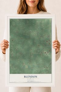 Map of Blendon, Michigan, 18 x 24 inch print in a white wood frame