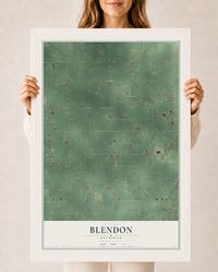 Map of Blendon, Michigan, 24 x 36 inch print in a white wood frame