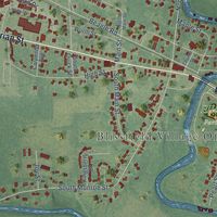 Close-up of the map of Blissfield, Michigan print showing street and building detail