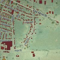 Second close-up of the map of Blissfield, Michigan print showing more streets and buildings