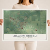 Map of Blissfield, Michigan, 18 x 24 inch unframed archival matte print