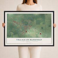 Map of Blissfield, Michigan, 24 x 36 inch print in a black wood frame