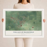 Map of Blissfield, Michigan, 24 x 36 inch print in a white wood frame