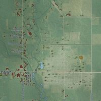 Close-up of the map of Bloomer, Michigan print showing street and building detail