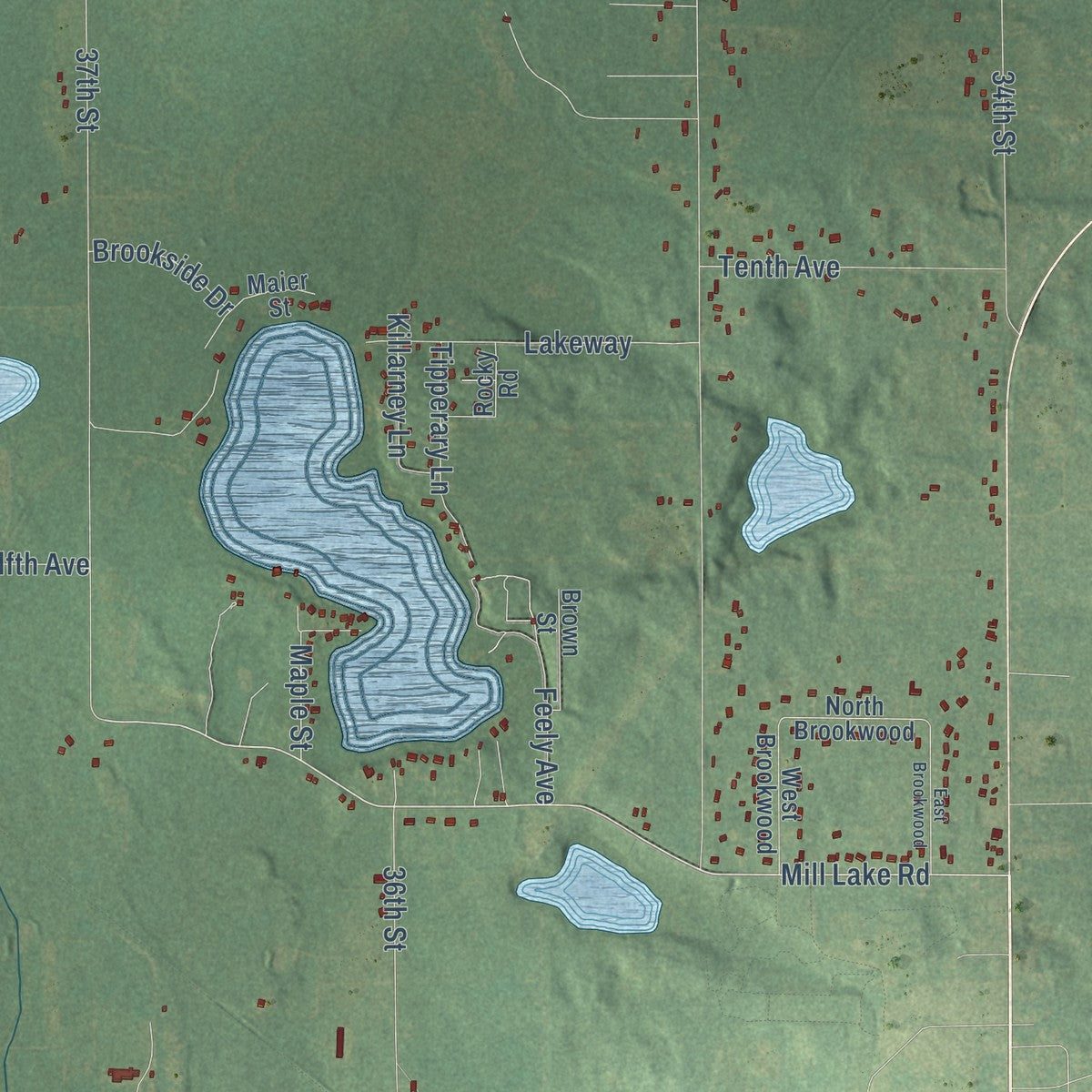Second close-up of the map of Bloomingdale, Van Buren County, Michigan print showing more streets and buildings