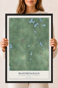 Map of Bloomingdale, Van Buren County, Michigan, 18 x 24 inch print in a black wood frame