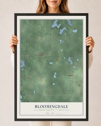 Map of Bloomingdale, Van Buren County, Michigan, 24 x 36 inch print in a black wood frame