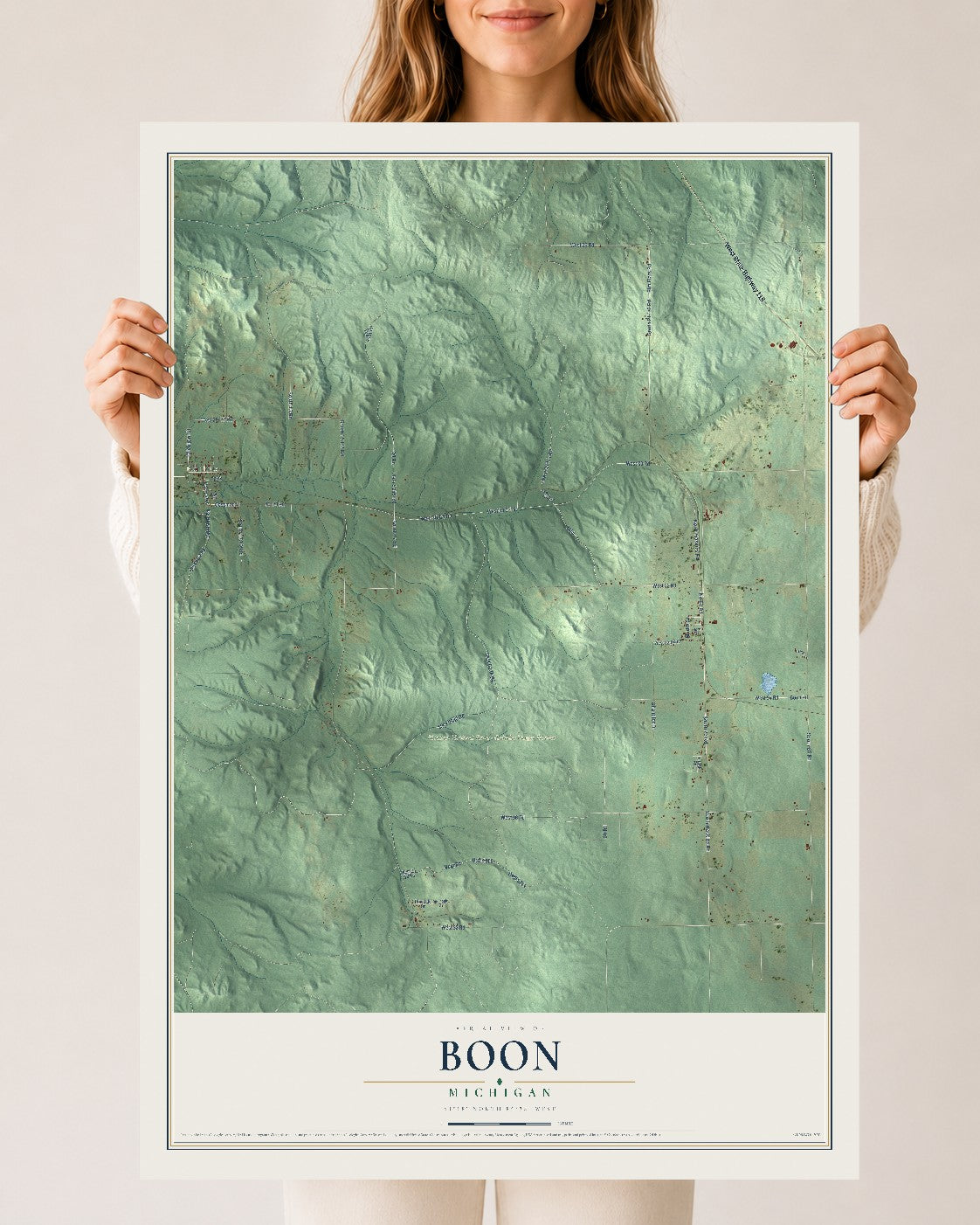 Map of Boon, Michigan, 24 x 36 inch unframed archival matte print