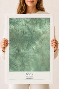 Map of Boon, Michigan, 18 x 24 inch print in a white wood frame