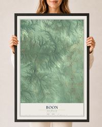 Map of Boon, Michigan, 24 x 36 inch print in a black wood frame