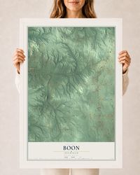 Map of Boon, Michigan, 24 x 36 inch print in a white wood frame