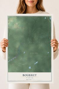 Map of Bourret, Michigan, 18 x 24 inch unframed archival matte print