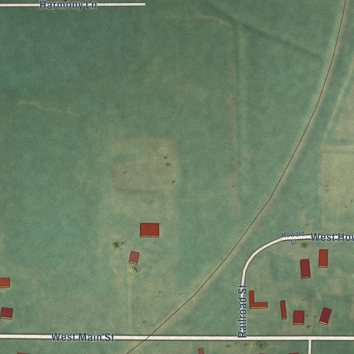 Second close-up of the map of Breedsville, Michigan print showing more streets and buildings