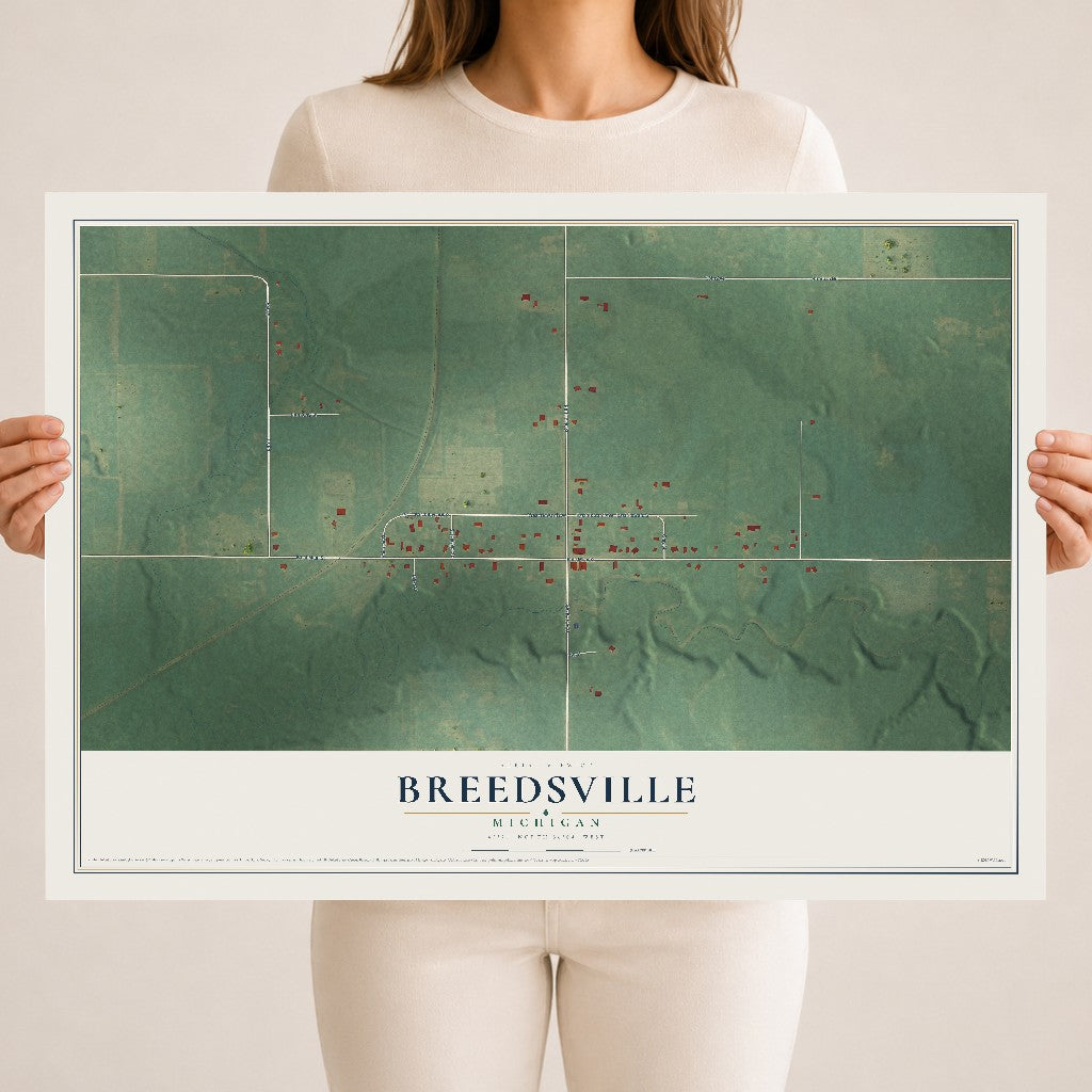 Map of Breedsville, Michigan, 18 x 24 inch unframed archival matte print