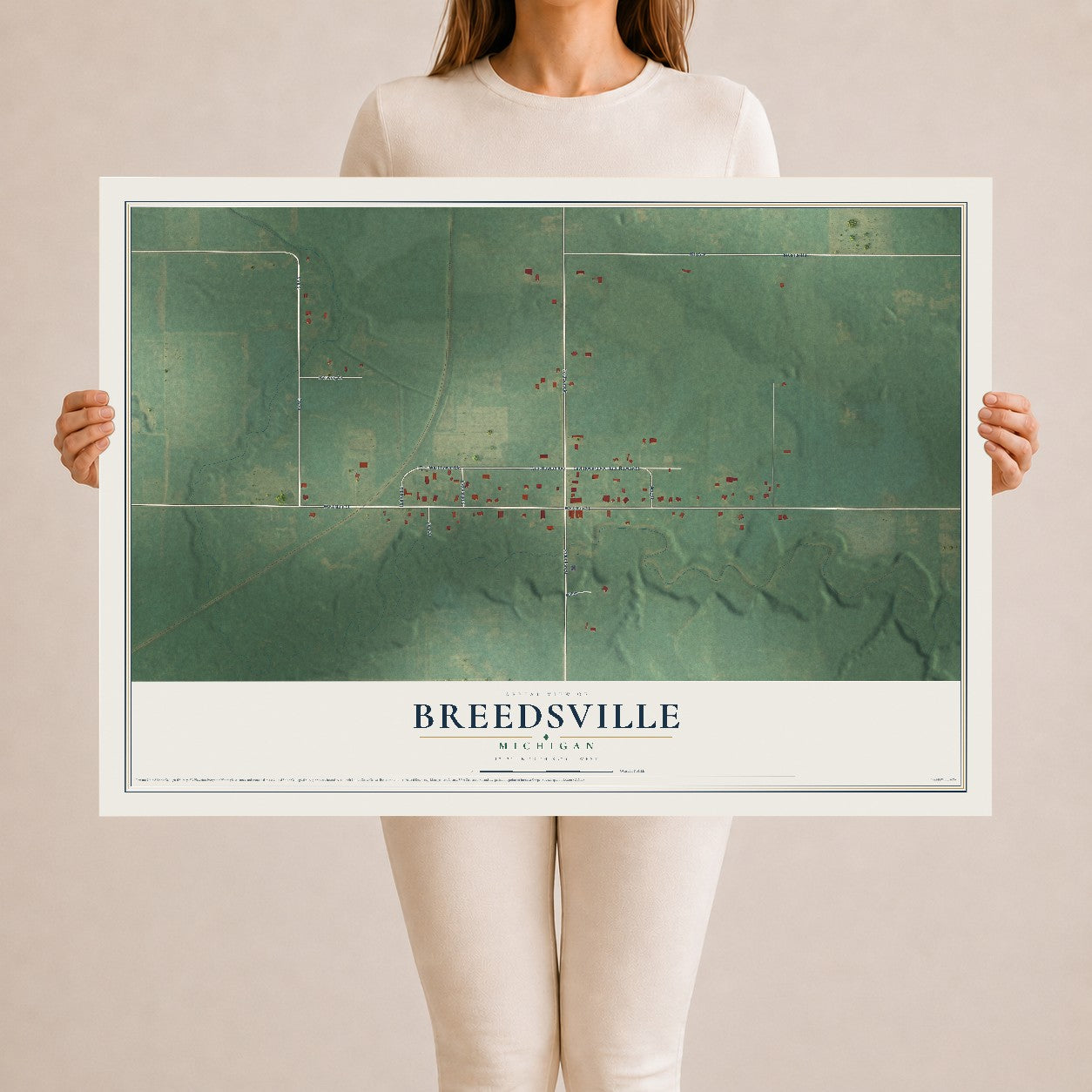 Map of Breedsville, Michigan, 24 x 36 inch unframed archival matte print