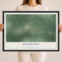 Map of Breedsville, Michigan, 18 x 24 inch print in a black wood frame