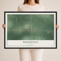 Map of Breedsville, Michigan, 24 x 36 inch print in a black wood frame