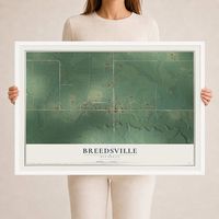 Map of Breedsville, Michigan, 24 x 36 inch print in a white wood frame