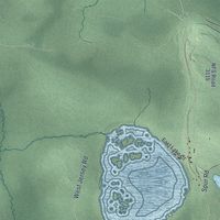 Second close-up of the map of Brevort, Michigan print showing more streets and buildings