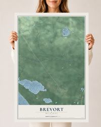 Map of Brevort, Michigan, 24 x 36 inch unframed archival matte print