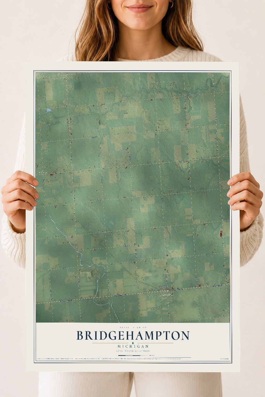 Map of Bridgehampton, Michigan, 18 x 24 inch unframed archival matte print