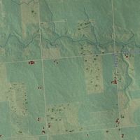 Close-up of the map of Bridgehampton, Michigan print showing street and building detail